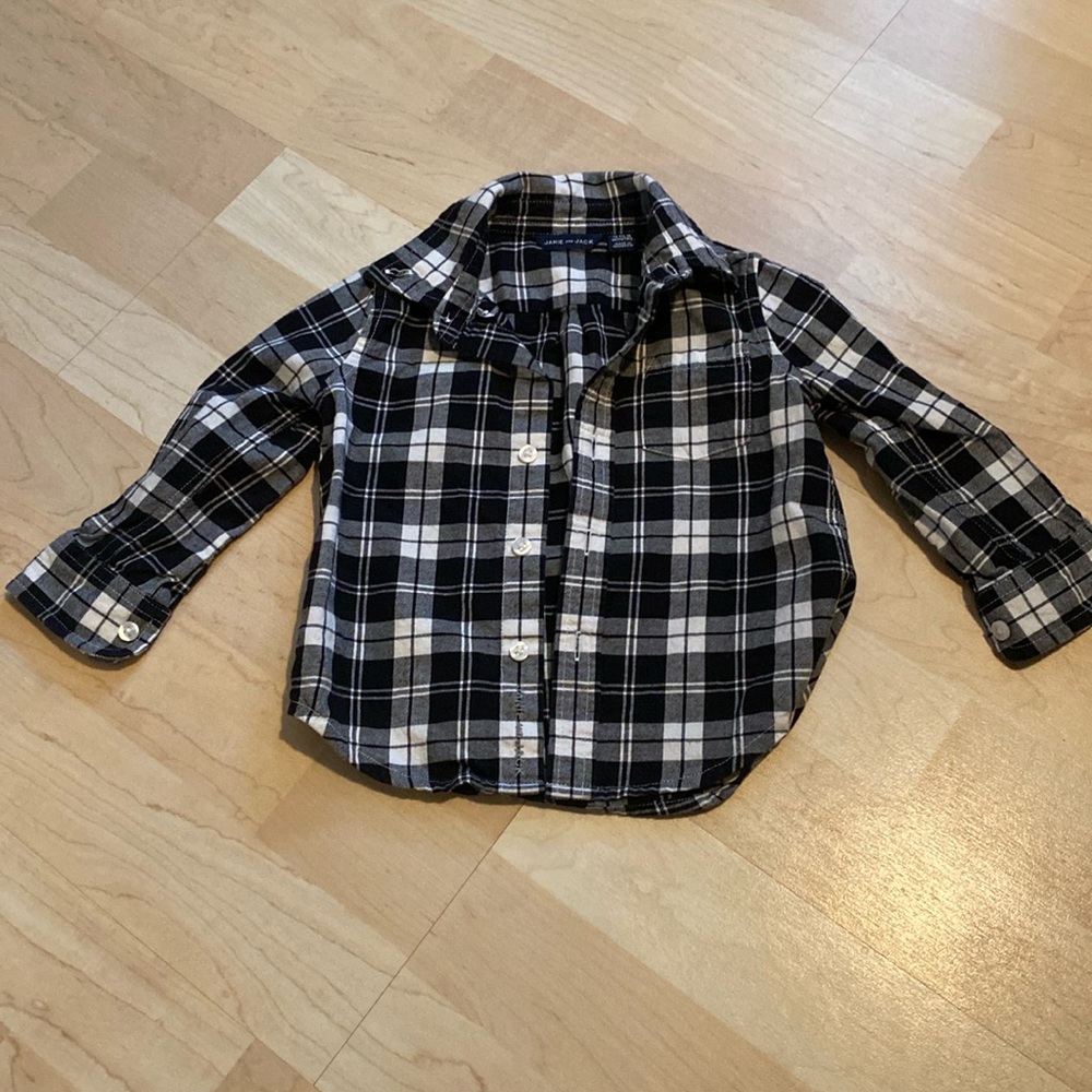Janie and Jack Black and White Plaid Button Down Shirt